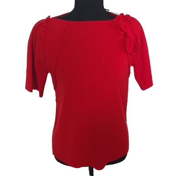 NWT Red Valentino Wool Red Bow Short Sleeved Sweater Size S - Picture 1 of 13
